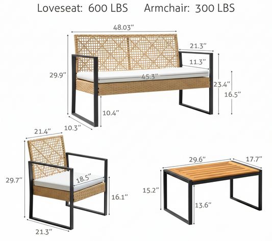 Rattan wicker patio set shown from another angle