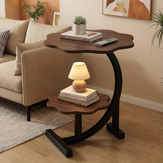C-shaped sofa end table that slides over a sofa arm