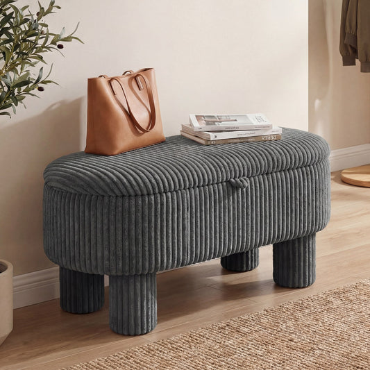 42 Inch Storage Ottoman Bench Corduroy Fabric Upholstered Foot Stool