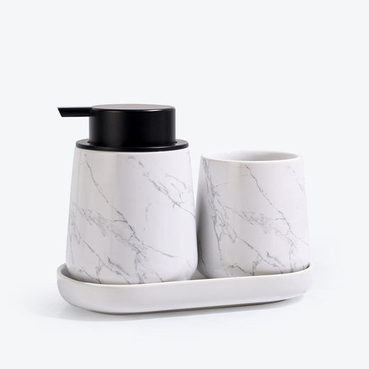BosilunLife Marble 3-Piece Bathroom Set Recycled Ceramic Eco-Clay