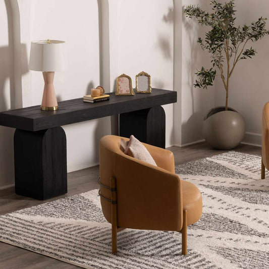 Trunding plush area rug in charcoal and cream, pile detail