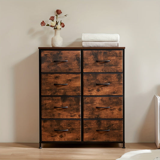 Fabric dresser with drawers pulled open