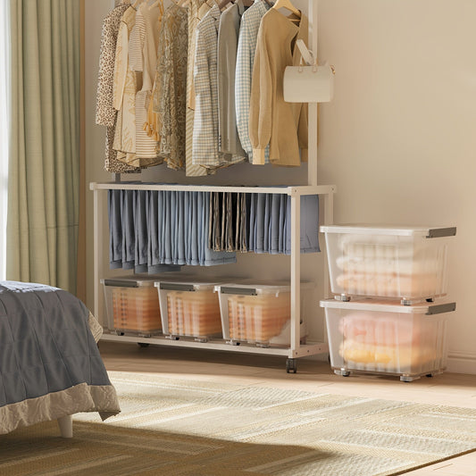 Storage boxes stacked with lids closed