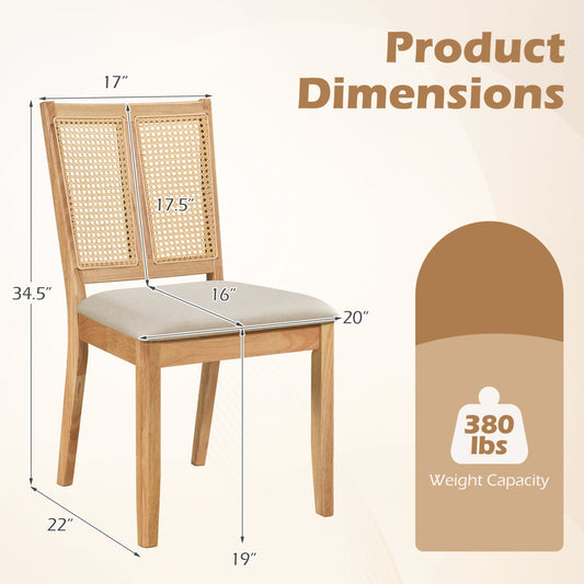 Rattan dining chair shown from another angle