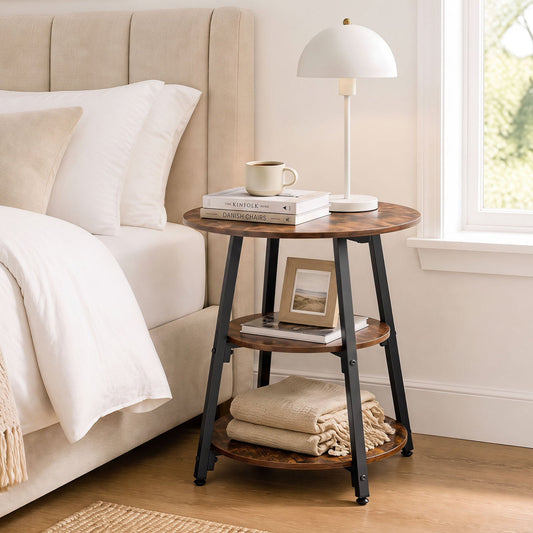 Three-tier side table shown from another angle