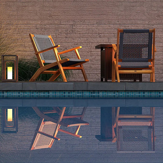 Vega Acacia Outdoor Chair in Gray Cording