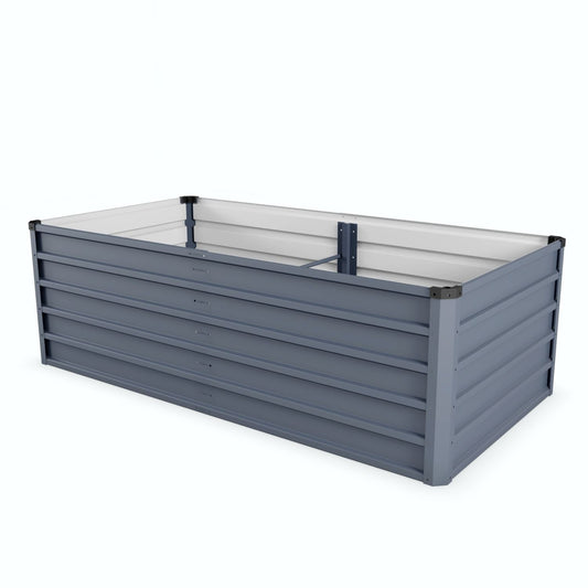 Raised garden bed shown from another angle