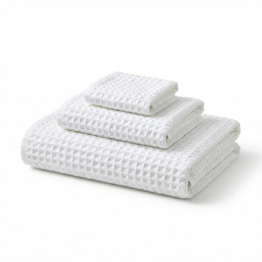 Cloud Waffle Geometry Bath Towel & Washcloth