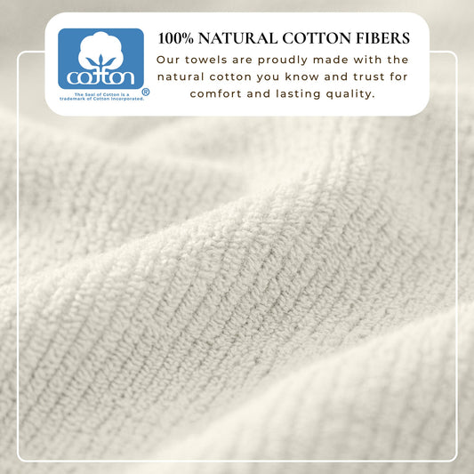 Ribbed cotton towels folded in a stack