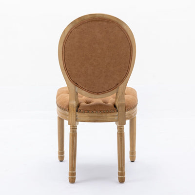 French Style Solid Wood Frame Antique Painting, Hand-Pulled Buckle Decoration Artificial Dining Chair With Nailhead Trim, Wood Legs