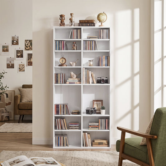 16 compartment CD storage unit, 54 inches tall, with adjustable shelves