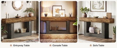 63" Farmhouse Console Table with Storage