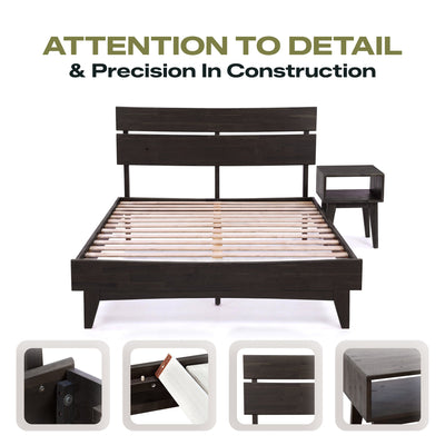 [Buy 1 Get 1] Aurora Solid Wood Bed Frame & Nightstand
