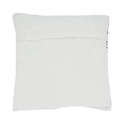 Fennco Styles Diamond Chindi Cotton Decorative Throw Pillow Cover 18" W x 18" L - Blue Woven Square Cushion Case for Home, Couch, Bedroom, Living Room and Office Décor