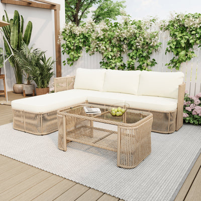 Outdoor PE Rattan Patio Furniture Set with Iron Frame