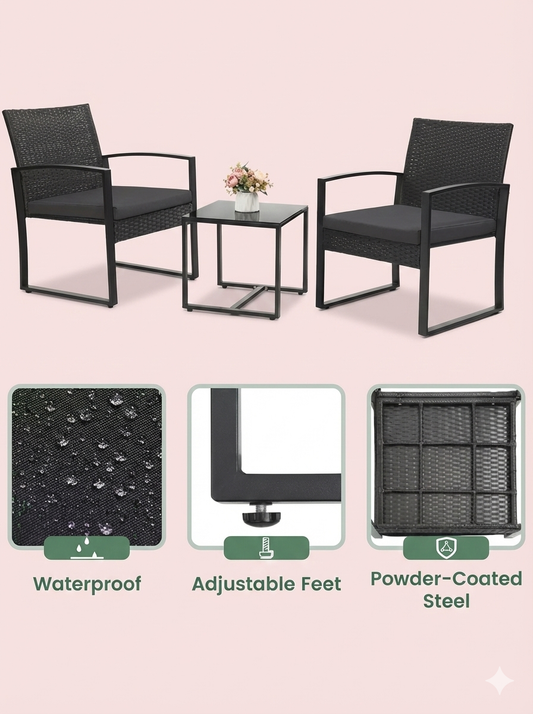 Wicker patio bar set shown from another angle