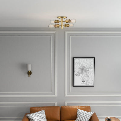 Ephemeral - 4 Lights Semi Flush Mount Ceiling Pendant - Antique Brass / Clear / Gold