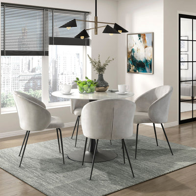 Velvet Upholstery Side Chairs 2 Piece Set With Metal Legs Modern Home Furniture - Beige