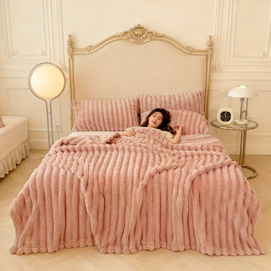 Ultra soft bunny-plush throw blanket
