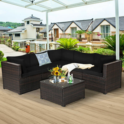 6 Pieces Patio Furniture Sofa Set with Cushions for Outdoor
