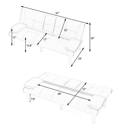 Sofa Bed With Foldable Design And Cup Holder