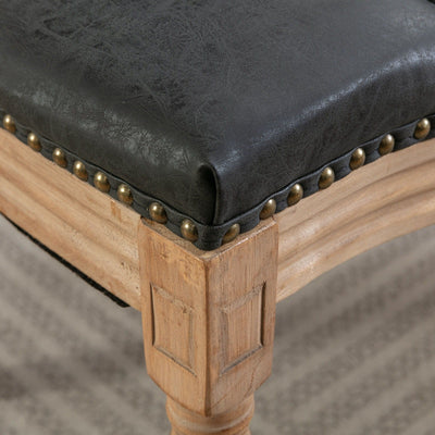 French Style Solid Wood Frame Antique Painting, Hand-Pulled Buckle Decoration Artificial Dining Chair With Nailhead Trim, Wood Legs