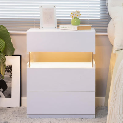 LED Nightstands 3 Drawer Dresser for Bedroom