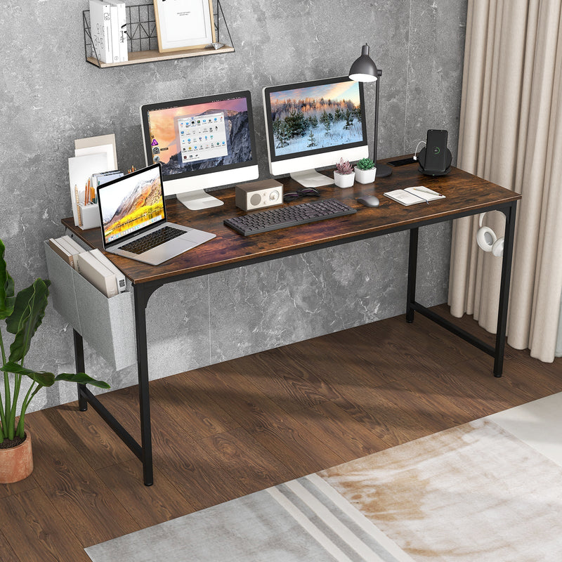 60 inch computer desk with a built-in charging station and storage bag