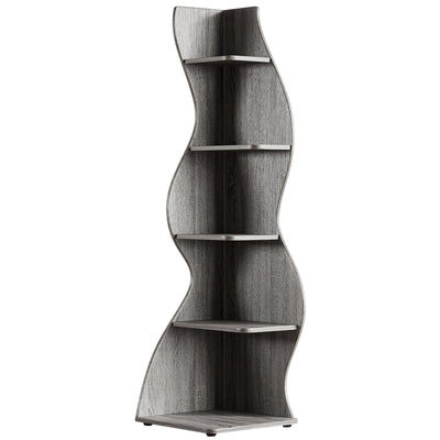 69.8" Height 5-Tier Wavy Corner Bookshelf