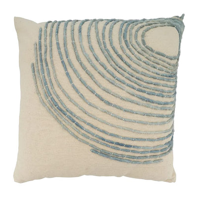 Fennco Styles Embroidered Cotton Decorative Throw Pillow 20" W x 20" L - Blue Cushion for Home, Couch, Living Room and Office Décor