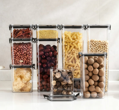 Airtight Square Storage Jars with Lids – Food-Grade