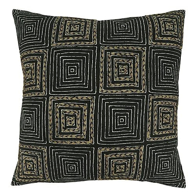 Fennco Styles Embroidered Maze Cotton Decorative Throw Pillow Cover 20" W X 20" L – Black Textured Design Cushion Case for Couch, Sofa, Bedroom, Office and Living Room Décor