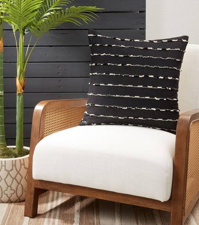 Fennco Styles Striped Design Cotton Blend Decorative Throw Pillow Cover 20" W x 20" L - Black Textured Cushion Case for Home, Couch, Bedroom, Living Room and Office Décor