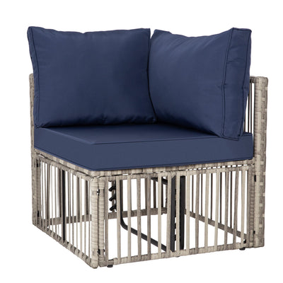 Ainfox 7 Piece Outdoor Sectional Furniture Set with Cushions, Wicker Patio Conversation Set Outdoor Sectional Sofa, All-Weather for Garden, Backyard and Poolside