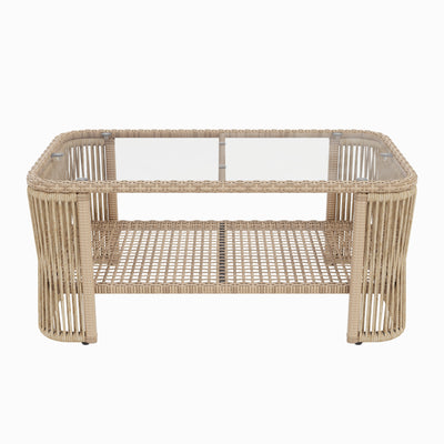 Outdoor PE Rattan Patio Furniture Set with Iron Frame