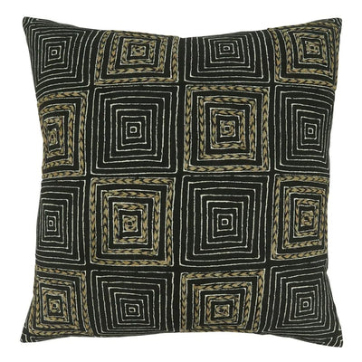 Fennco Styles Embroidered Maze Cotton Decorative Throw Pillow Cover 20" W X 20" L – Black Textured Design Cushion Case for Couch, Sofa, Bedroom, Office and Living Room Décor