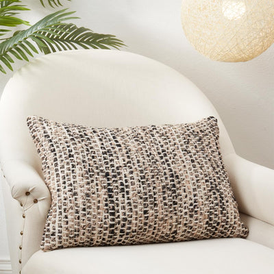 Fennco Styles Striped Design 100% Cotton Decorative Throw Pillow Cover 16" W x 24" L - Natural Woven Textured Cushion Case for Home, Couch, Bedroom, Living Room and Office Décor