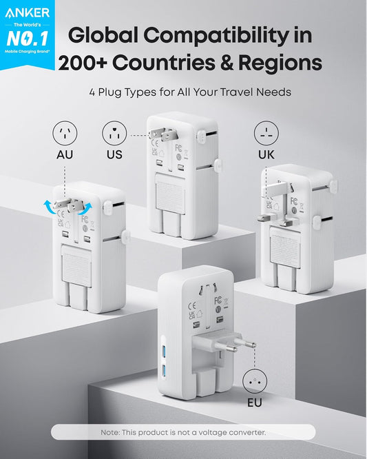 Anker Nano travel adapter showing international plug options