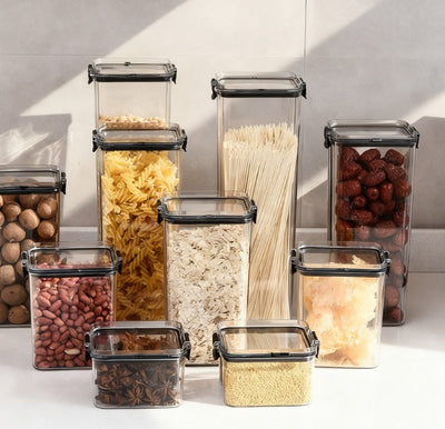 Airtight Square Storage Jars with Lids – Food-Grade