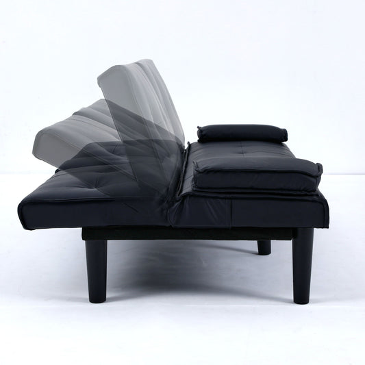 Foldable sofa bed folded flat into a bed