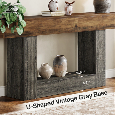 63" Farmhouse Console Table with Storage