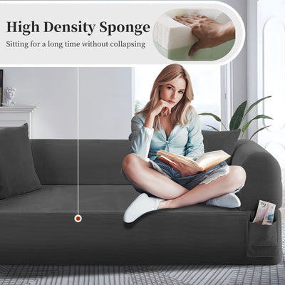 Spring Sofa with High-Quality Fabric, Pillows & Storage - Gray