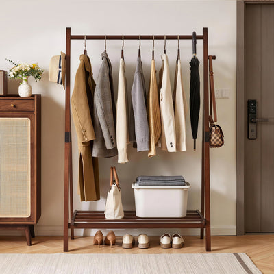 Heavy-Duty Solid Wood Freestanding Clothes Rack