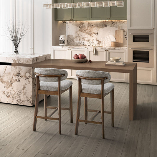 ACTU 26 inch upholstered counter stools on solid wood legs, set of two