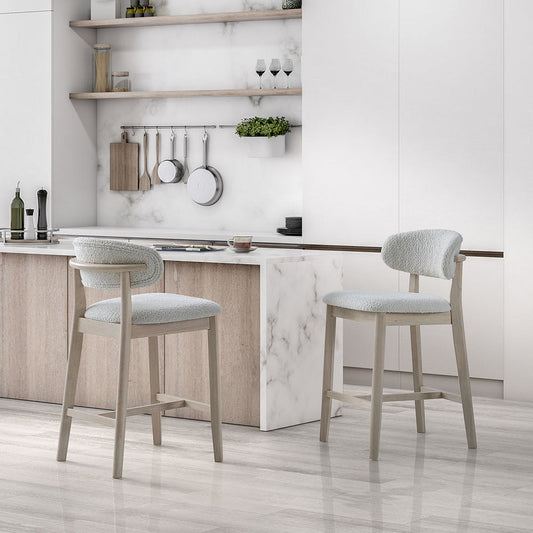 Upholstered counter stool shown from another angle
