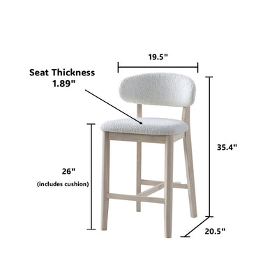 ACTU Counter Stools Set of 2, 26” Upholstered Counter Stools, Solid Wood, Mid-Century Modern