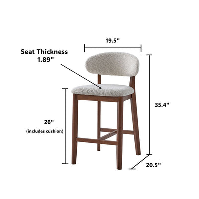 ACTU Counter Stools Set of 2, 26” Upholstered Counter Stools, Solid Wood, Mid-Century Modern