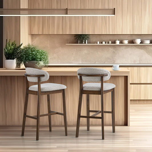 Upholstered bar stool shown from another angle