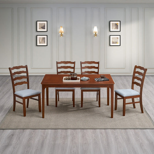 ACTU farmhouse dining table set with upholstered chairs, seats four to six