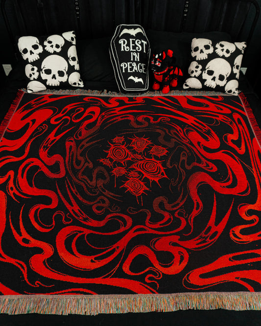 Ghost portal woven blanket by Warm People with a gothic design